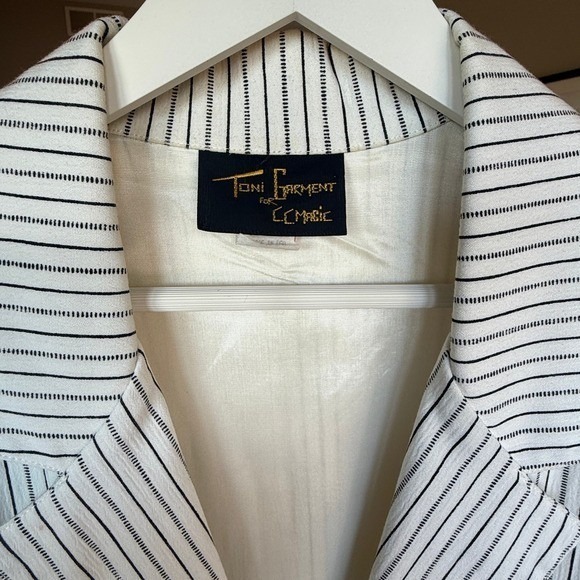 Vintage‎ Women's Toni Garment by CC Magic Striped Blazer Jacket Size Medium - Picture 4 of 7